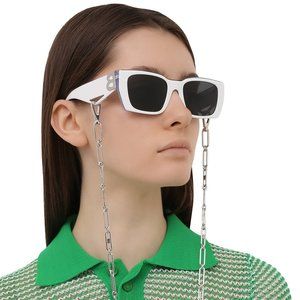 NEW BURBERRY BE4336 322187 WHITE GREY LENS AUTHENTIC SUNGLASSES 53-19 W/CHAIN